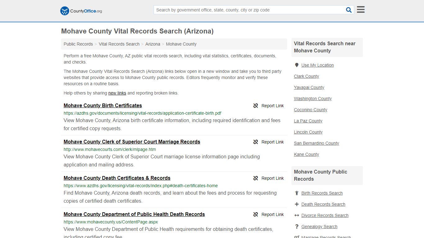 Vital Records Search - Mohave County, AZ (Birth, Death ...